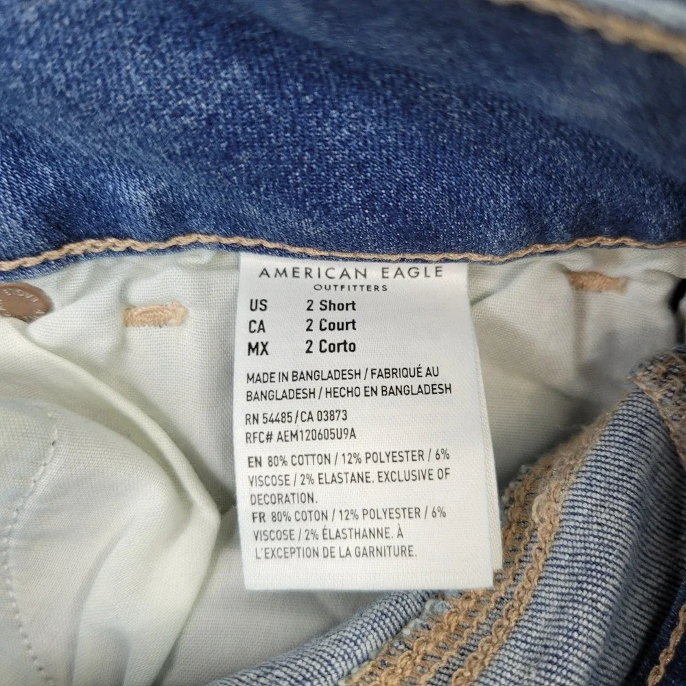 American Eagle Artist Crop Jeans Womens 2 Short Blue Next Level Stretch - Picture 5 of 13